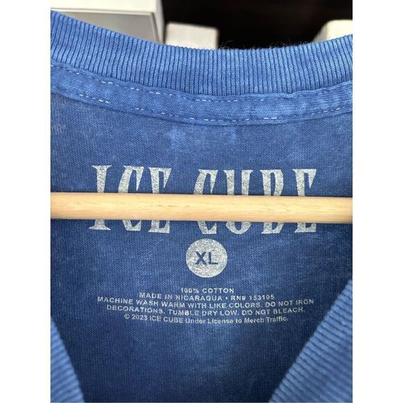 🐿️ NWOT Ice Cube Today Was A Good Day Acid Wash Blue Unisex Short Sleeve Tee XL - Picture 4 of 4